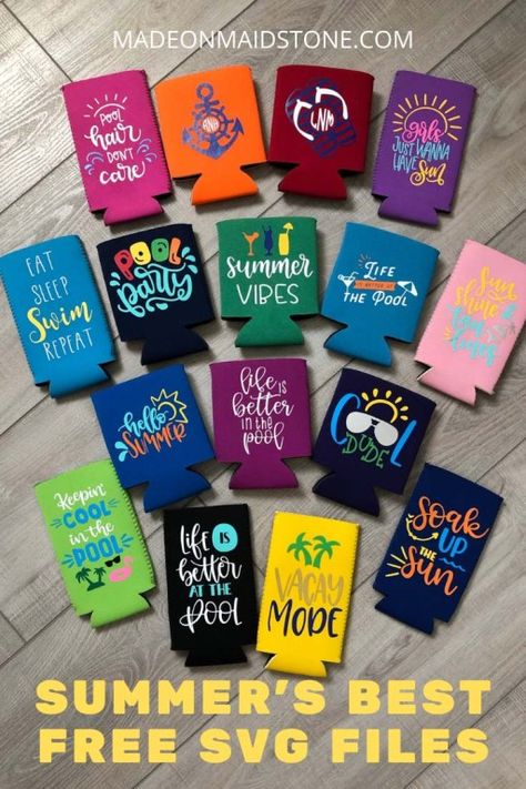 Teacher Koozie Ideas, Svg For Koozies, Coozie Cricut Ideas, Can Koozie Svg, Pool Svg Files Free, Family Vacation Koozie Ideas, Koozie Svg Free, Beach Koozie Ideas, Cute Koozie Ideas