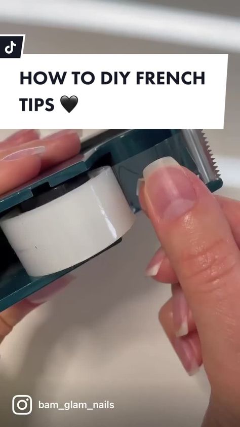 Easiest frenchtips you’re gonna do with things you have at home using ... | french tip hacks | TikTok Easiest Way To Do French Tips, French Nails How To Do, How To Do French Tips At Home, At Home French Tips, How To Do A French Tip, French Tip Hacks, How To Do French Tips, Diy French Tip Nails, Diy French Tips