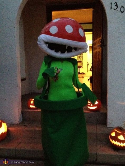 Mario Bros Piranha Plant - Homemade costumes for women Plant Costume Diy, Piranha Plant Costume, Plant Costume, Mario Costume, Piranha Plant, Video Game Costumes, Red Spray Paint, Homemade Costume, Costume Works