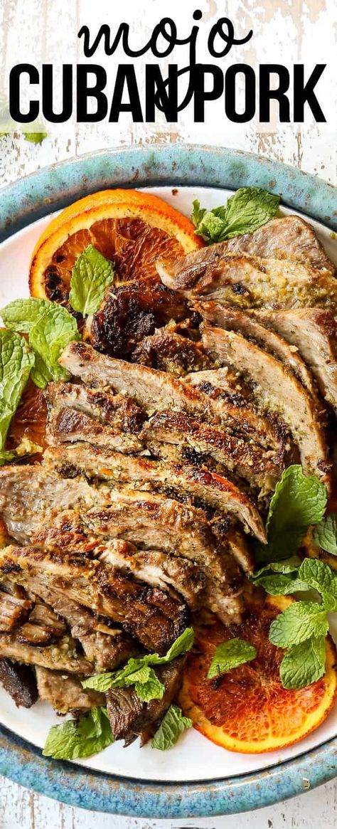 Mojo Pork Recipe (Lechon Asado) - Carlsbad Cravings Pork Lechon, Cuban Pork Roast, Pollo Tropical, Mojo Pork, Cubano Sandwich, Cuban Pork, Pork Marinade, Cuban Dishes, Carlsbad Cravings