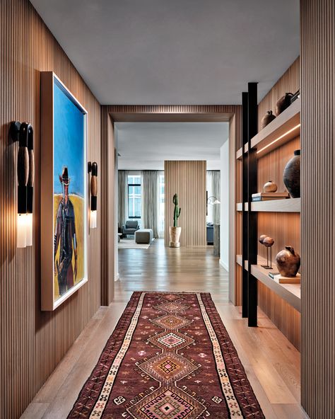 Fluted Entry Wall, Prince Painting, White Oak Wall, Fluted Wall Panel, Office 2023, Howard Sofa, Tribe Design, Luxe Magazine, Richard Prince