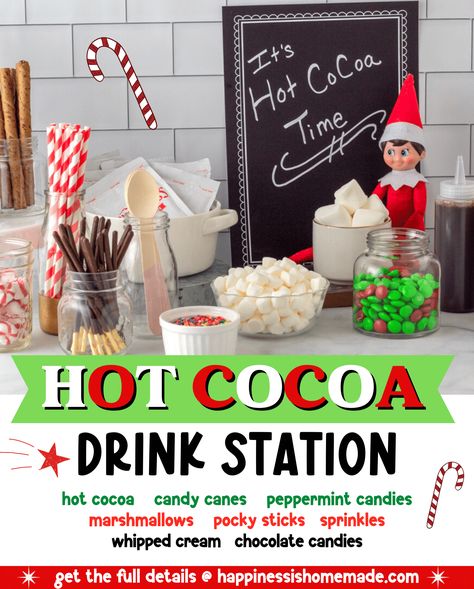 Cocoa Bar Station, Coffee Bar Inspiration, Cocoa Bar Ideas, Hot Cocoa Bar Ideas, Holiday Theme Food, Coffee Bar Party, The Best Hot Chocolate, Bar At Home, Best Hot Chocolate