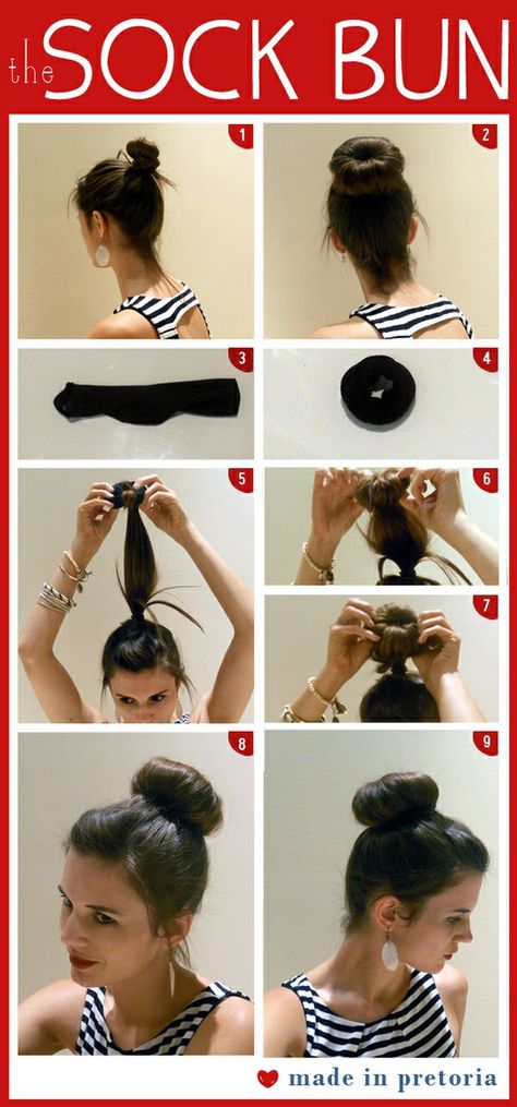 I love this technique. I used it all throughout the summer when I found out about it. I actually tried to take some pics, but they didn’t really turn out. So here are some pics and videos to show you how to do it. It is so easy and looks so polished and nice. This … Tutorial Chignon, Sanggul Cepol, Sock Bun Curls, Curl Tutorial, Sock Bun, Twisted Hair, Big Bun Hair, Bun Tutorial, Hair Envy