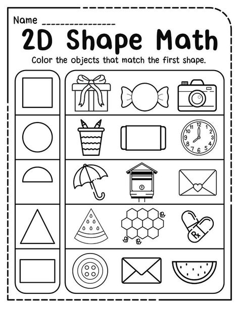 Discover the joy of learning with our 2D Shapes Worksheet! This engaging and colorful activity sheet helps kids identify, trace, and color various shapes, making geometry fun and easy. Perfect for young learners! Shape Worksheets For Kindergarten, Shapes Activity For Kids, 2d Shapes Worksheet, Shapes Worksheets For Kindergarten, Shapes Preschool Printables, Shape Activities Kindergarten, 2d Shapes Activities, Shape Worksheets For Preschool, Two Dimensional Shapes