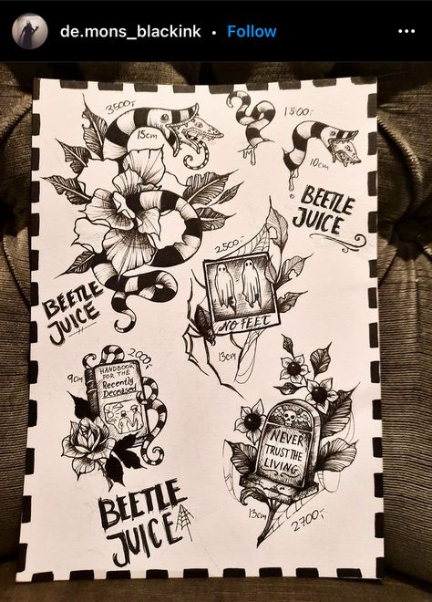 Beetlejuice Ghost Polaroid Tattoo, Beetlejuice Polaroid Tattoo, Beetlejuice Tattoo Stencil, Bettle Juice Tattoo Tim Burton, Tim Burton Patchwork Tattoo, Tim Burton Tattoo Designs, Spooky Flowers Tattoo, Beatle Juice Tattoo Ideas, Beetle Juice Tattoos