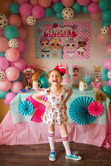 Kensley's L.O.L Surprise Doll Birthday  | CatchMyParty.com L.o.l Birthday Party Ideas, Doll Birthday Party Ideas, Doll Birthday Party, Suprise Birthday, Lol Doll Cake, Girls Birthday Party Decorations, Funny Birthday Cakes, Doll Party, Kids Party Decorations