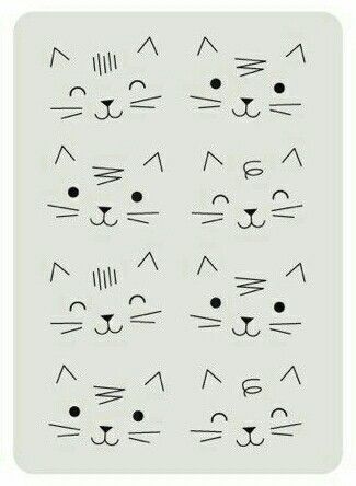 Pot Heads, Drawing Classes, Cat Faces, Cat Doodle, Animal Doodles, Drawing Faces, Pola Sulam, Easy Doodle Art, Easy Doodles Drawings