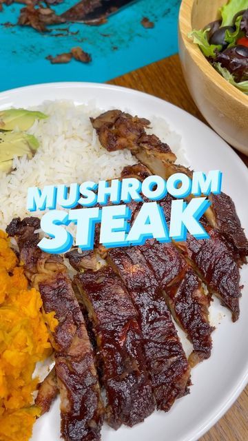 Blue Oyster Mushrooms Recipes, Oyster Mushroom Steak, Steak Sweet Potato, Vegan Steak Recipe, King Oyster Mushroom Recipe, Mushroom Steaks, Bbq Mushrooms, Mushroom Steak, Bbq Oysters