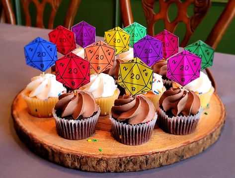 Dnd Cupcake Ideas, Dnd Cupcakes, Dungeons And Dragons Cupcakes, Dnd Themed Birthday Party, Dungeons And Dragons Party Ideas, Dnd Food Party Ideas, D&d Cupcakes, D&d Birthday Party Ideas, Dragon Cupcakes