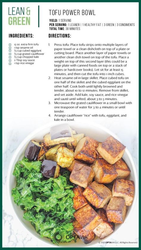 Optavia Recipe Guide Optavia Lean And Green Recipes 5&1 Tofu, Optavia Vegetarian, Optavia Hacks, Fueling Hacks, Optavia Lean And Green Recipes, Medifast Recipes, Optavia Lean And Green, Lean Protein Meals, Optavia Recipes