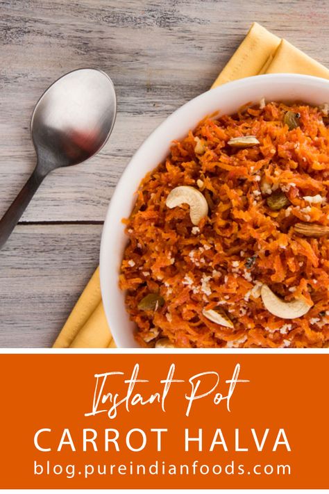 Carrot Halva is a classic Indian dessert and now you can make it easily at home using your Instant Pot! This one even has some extra goodies included like raisins and cashews! #indianfood #indianrecipe #instantpotrecipe #instantpotrecipes #indiandessert #carrothalva #carrots #raisins #cashews Organic Ghee, Organic Cooking, Indian Foods, Indian Dessert, Raw Cashews, Indian Desserts, Clarified Butter, Ghee, Chana Masala