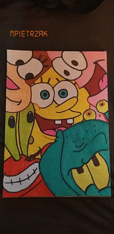 Spongebob Character Paintings, Spongebob Characters Painting, Canvas Painting Ideas Spongebob, Spongebob Painting Canvases, Spongebob Canvas, Mini Arts, Spongebob Background, Patrick Spongebob, Spongebob Pics