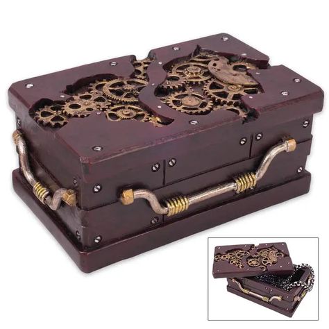 Rectangle Steampunk Trinket Box Steam Punk Room, Punk Room, Steampunk Diy Crafts, Steampunk Shop, Steampunk Home Decor, Steampunk Gadgets, Steampunk Octopus, Steampunk Aesthetic, Steampunk Pirate