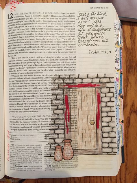 Exodus Bible Journaling Exodus Bible Doodles, Exodus 12 Bible Journaling, Bible Illustrations Drawings, Titus Bible Journaling, Drawing Bible Art, Exodus Bible Study Notes, Exodus Journaling, Bible Journaling Drawings, Old Testament Bible Journaling