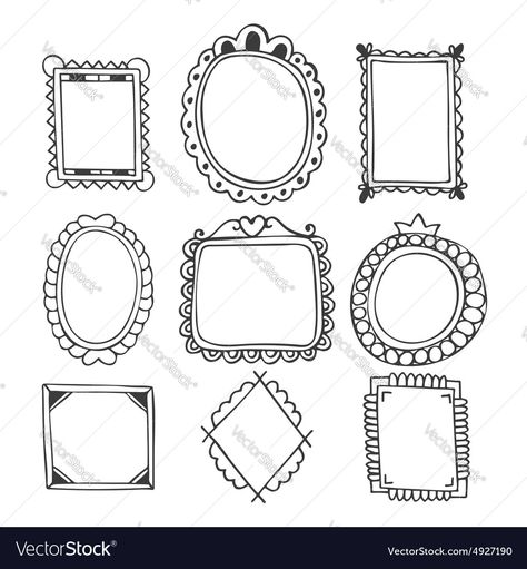 Frame Drawing Ideas, Hand Drawn Frames, Drawn Frames, Hand Drawn Border, Frames Vintage, Doodle Frame, Doodle Frames, Vintage Photo Frames, Drawing Frames