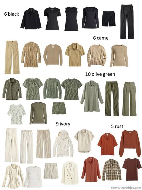 September 2024 “Six Paintings, Twelve Months” – Part 1 - The Vivienne Files Monthly Capsule Wardrobe, Olive Green Capsule Wardrobe, Autumn Capsule Wardrobe 2024, Green Capsule Wardrobe, Olive Green Shirt Outfit, Taupe Outfit, Realistic Fashion, September Outfits, Project 333