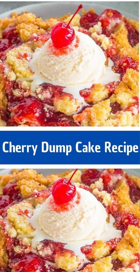 Cherry Dump Cake is the easiest dessert ever! An easy dump and bake cake that’s made with cake mix, make this recipe for a sweet treat! Cherry Pie Filling Recipes, Cherry Dump Cake Recipe, Quick And Easy Sweet Treats, Cherry Dump Cake, Dump Cake Recipe, Canning Cherry Pie Filling, Vegetarian Cake, Chocolate Chip Banana Bread, Dump Cake Recipes