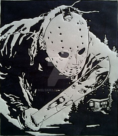 Jason Voorhees Comic Art by Melski83.deviantart.com on @DeviantArt Jason Voorhees Comic, Jason Voorhees Art, Jason Vorhees, Slasher Film, Slasher Movies, Horror Movie Icons, The Boogeyman, Horror Movie Art, Horror Icons