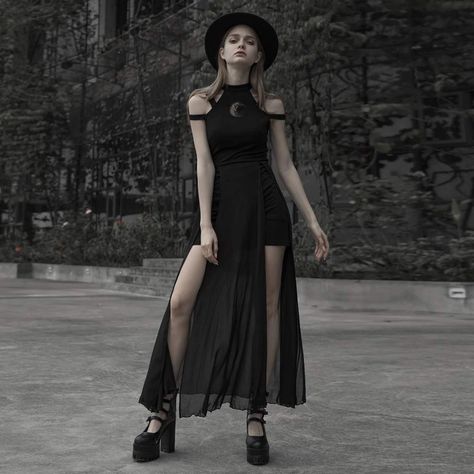 Sleeveless Skirt, Goth Dress, Lace Cutout, Punk Rave, Layer Dress, Punk Goth, Steam Punk, Crescent Moon, Dresses Xs