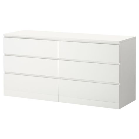 MALM 6-drawer dresser, white, 63x30 3/4" - IKEA Ikea Malm 6 Drawer Dresser, Malm Bed, Wall Shelf Unit, Wide Chest Of Drawers, Ikea Dresser, Ikea Bedroom, 8 Drawer Dresser, Painted Drawers, 4 Drawer Dresser