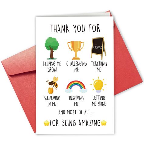 PRICES MAY VARY. It’s not only graduation day for kids, but also for teachers. Don’t forget to send teacher a fun thank you card. Printed on high quality card stock and beautifully packaged. All cards have unique design and quality decoration. Card size: 8.1*5.3in (comes with a nice red envelope). Built-in blank space to write your personalized messages. Thanks for taking the time to read the listing. Hope you have a great shopping experience! Unique Teachers Day Card, Teachers Day Decoration Ideas In School, Teacher Day Card For Kids, Teachers Day Decoration, Teacher's Day Card Ideas, Teacher Birthday Card, Funny Teachers, Card For Teacher, Teachers Appreciation Week Gifts