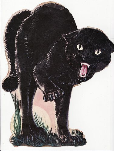 Angry Kitty | Here is a realistic Halloween scratch cat. His… | Flickr Ideas For Cats, Black Cat Painting, Halloween 11, Horror Vintage, Frida Art, Scared Cat, Black Cat Art, Vintage Halloween Decorations, Angry Cat