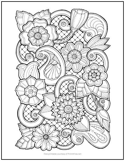 Paisley Coloring Pages Free Printable, Paisley Floral Pattern, Paisley Pattern Drawing Hand Drawn, Flower Coloring Pages For Kids, Paisley Coloring Pages, Seamless Paisley Pattern, Printable Flower Coloring Pages, Doodles Art, Ornate Mandala Pattern Sheet