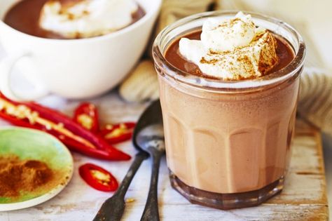 Hot spiced Mexican hot chocolate is a twist on a traditional family favourite with chilli and cinnamon. Recipes For Chili, How To Make Chili, Hot Chocolate Recipe, Traditional Family, Mexican Hot Chocolate, Chocolate Recipe, Hot Chocolate Recipes, Delicious Dishes, Chili Recipes