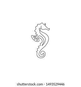 One Line Sea Animal Tattoo, Tattoos Related To The Sea, Single Line Animal Drawing, Single Line Seahorse, Sea Horse Line Drawing, One Line Sea Animals, Ocean Tattoo Simple Minimalist, Seahorse Tattoo Fineline, Sea Animal Line Art