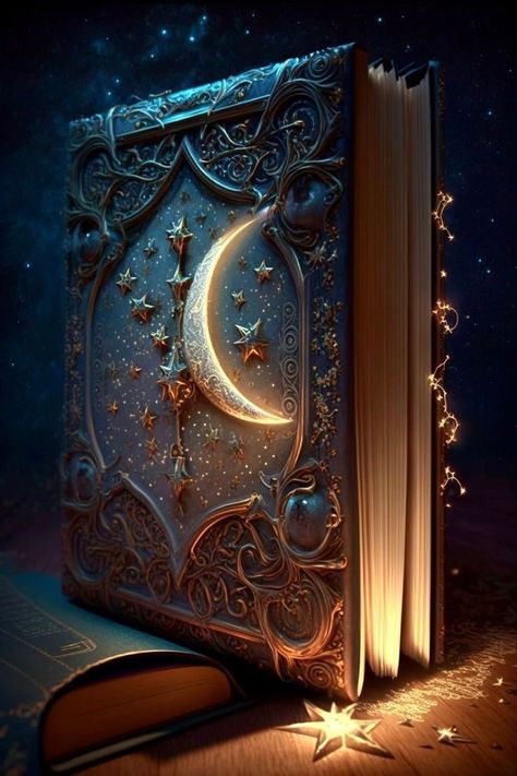 Magical Book Aesthetic, The Moon And Stars, Magic Spell Book, Magical Book, Magic Aesthetic, Fantasy Images, Magical Art, Witch Aesthetic, Fantasy Aesthetic