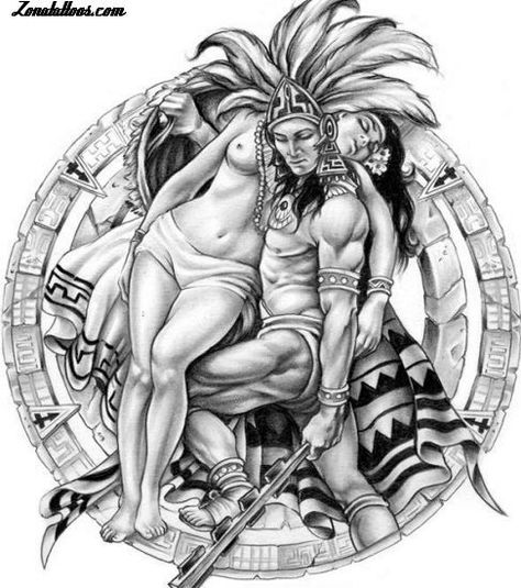 Diseño de pakyto80 en ZonaTattoos.com, tu comunidad sobre el mundo del Tatuaje. Aztec Drawings, Garage Mural, Calaveras Art, Azteca Tattoo, Aztec Drawing, Mexico Tattoo, Aztec Artwork, Aztec Tattoos, Mexican Artwork