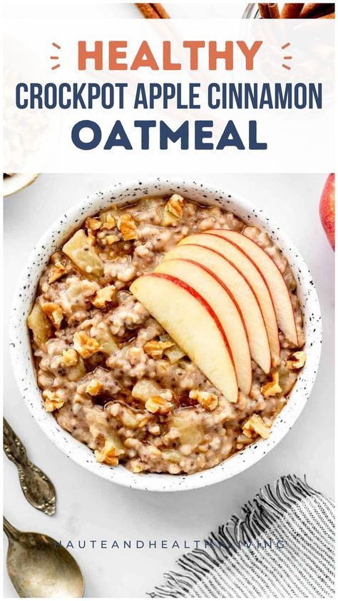 Crockpot apple cinnamon oatmeal is a warm, cozy breakfast, perfect for busy mornings. Just toss everything in the crockpot and press start! How To Like Oatmeal, Crockpot Oatmeal Recipes Healthy, Crock Pot Apple Oatmeal, Baked Oatmeal Crockpot, Crockpot Apple Crisp Healthy, Slow Cooker Apple Cinnamon Oatmeal, Stewed Apple Oatmeal, Healthy Crockpot Oatmeal, Slow Cooker Cinnamon Apples