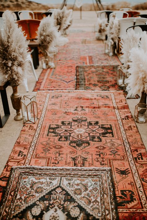 Wedding Rug Isle, Rug Aisle Wedding, Isle Runners, Mix Match Chairs, Bridesmaids In White, Moody Bohemian, Tiffany Wedding, Wedding 2025, Boho Chic Wedding