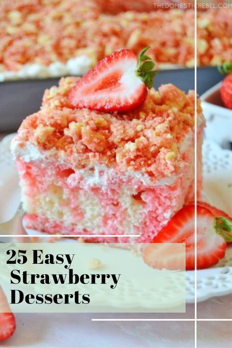 You know when the weather starts warming up that it’s time for some delicious strawberry desserts. Strawberries are a delicious staple of summertime. Besides being tasty, strawberries are also super healthy and they have powerful antioxidants that fight free radicals in the body. For these strawberry recipes, you can use fresh strawberries. However, many of these recipes can also be made with frozen strawberries or dried strawberries, too. Frozen Strawberry Recipes Easy, Desserts Using Fresh Strawberries, What To Make With Frozen Strawberries, What To Do With Frozen Strawberries, What To Do With Strawberries, Healthy Strawberry Dessert, Healthy Strawberry Recipes, Strawberry Crisp Recipe, Frozen Strawberry Recipes