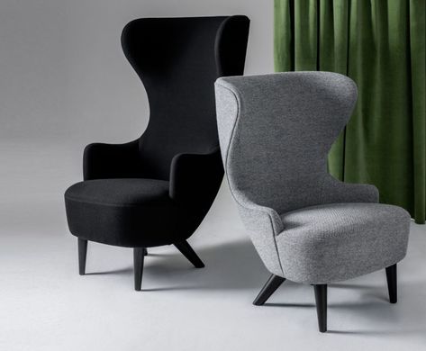 Modern Wingback Chair, Modern Wingback Chairs, Tom Dixon, Wing Chair, Chair Legs, Furniture Upholstery, Sofa Armchair, Grey Chair, Chairs Armchairs