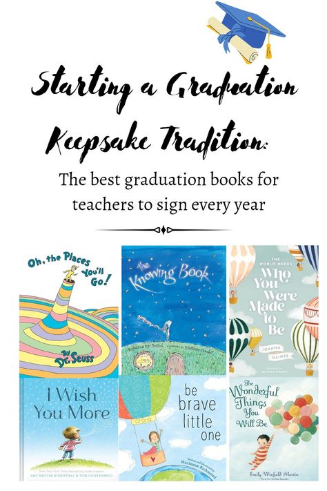 Have your child's teachers sign a book for them at the end of every school year, then gift it to your child when they graduate! Emily Winfield Martin, I Wish You More, Graduation Book, Graduation Keepsake, Amazing Books, Teacher Signs, Keepsake Books, Kindergarten Graduation, School Pictures