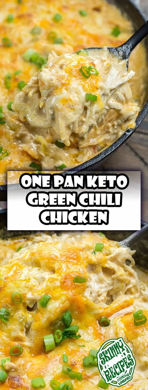 One Pan Keto Green Chili Chicken - easydinnerrecipes - Medium Keto Green Chili Chicken, Keto Green Chili, Green Chili Chicken Casserole, Green Chili Casserole, Low Carb Casserole, Chili Burger, Pan Keto, Keto Green, Green Chili Recipes