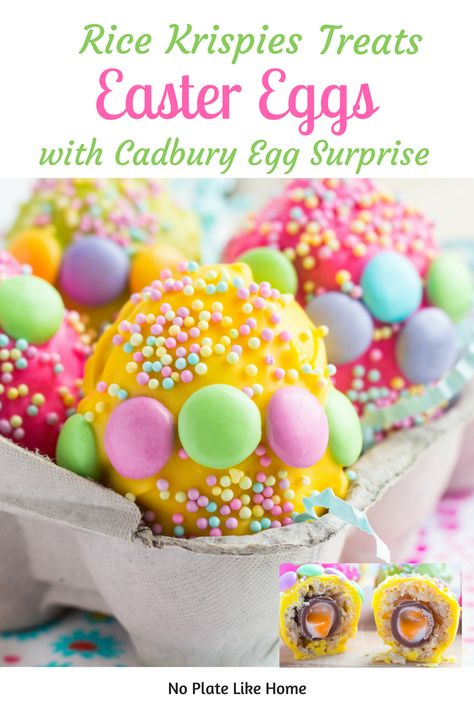 Rice Krispies Treat Eggs with a Cadbury Egg Surprise are fun to make with kids and are perfect to put in Easter baskets! What a festive dessert to put on your Easter table. Pin for later! #Eastereggs #ricekrispies #easter #easterbasket #yummy #delicious #cadburyeggs #dessert #nomnom #foodie #foodies Easter Egg Rice Krispie Treats, Easter Themed Recipes, Rice Krispies Treat, Fresh Fruit Desserts, Cream Eggs, Cadbury Eggs, Vegan Easter, Easter Lunch, Easter Snacks