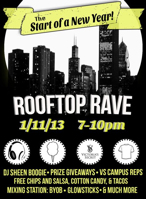 Roof Top Rave at UH Central Florida.     #rooftop #party #lights #fun #event #college #orlando #apartment #design #graphic #invite #flyer #neon Prize Giveaway, Rooftop Party, Celebrate Good Times, Acid House, Chips And Salsa, Roof Top, Party Lights, Let's Celebrate, Central Florida