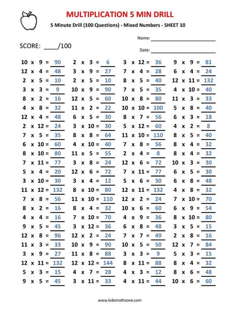 Multiplication Math Drills 100 Days of Timed Tests Grades | Etsy Multiplication Test, Multiplication Timed Test, Free Printable Multiplication Worksheets, Grade 5 Math Worksheets, Math Drills, Multiplication Practice, Math Charts, Math Tutorials, 2nd Grade Math Worksheets