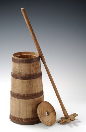 Back in the “olden days,” people churned butter at home using raw milk from… Butter Churn Decor Ideas, Butter Churner, Antique Butter Churn, Butter Churn, Irish Butter, Barn Renovation, Butter Molds, Churning Butter, Farm Tools