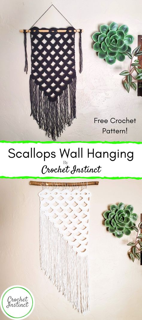 Crochet Art Wall Free Pattern, Crochet And Driftwood, Crochet Macrame Wall Hangings Free Pattern, Modern Crochet Decor, Crochet Patterns Wall Hangings, Crochet Macrame Wall Hangings, Crochet Wall Art Ideas, Easy Crochet Wall Hanging, Crochet Pattern Wall Hanging