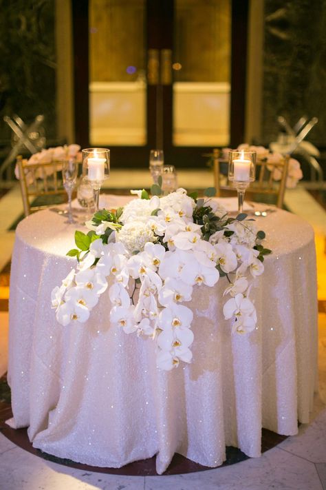 Orchids Centerpiece, Wedding Orchids, Orchid Centerpieces Wedding, Wedding Sweetheart Table, Orchid Centerpieces, Sweetheart Table Wedding, Linen Wedding, Wedding Table Linens, White Weddings