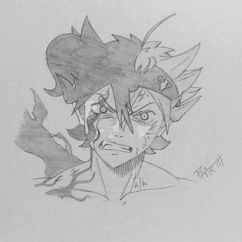 ASTA art from Black clover Asta Sketches, Asta Black Clover Drawing, Asta Drawings, Black Clover Sketch, Asta Drawing, Black Clover Drawing, Asta Black Clover Manga, Asta Demon, Bulletin Journal Ideas