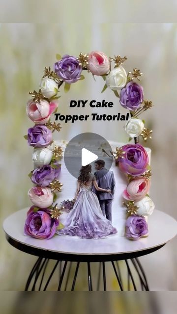 Unique Cake Decoration, Love Anniversary Cake, Anniversary Cake Aesthetic, Unique Cake Designs, Just Because Flowers, Anniversary Cake Designs, Anniversary Cake Topper, Love Cake Topper, Cake Topper Tutorial