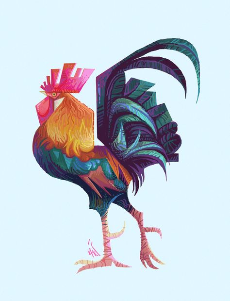 Rooster Artwork, Rooster Illustration, Farm Animal Paintings, Turkey Art, Fancy Chickens, Japanese Pop Art, Graphic Design Business Card, Rooster Art, Sand Painting