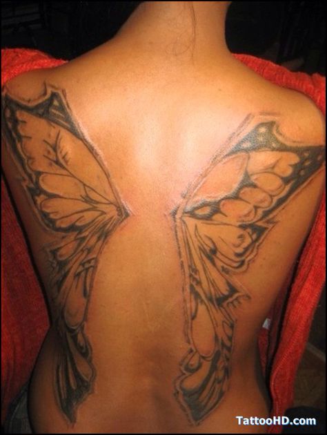 Butterfly wings!!! Butterfly Wings Back Tattoo, Back Tattoo Butterfly, Wing Back Tattoo, Wings Back Tattoo, Butterfly Wing Tattoo, Butterfly Tattoo Cover Up, Wing Tattoos On Back, Wing Tattoos, Butterfly Back Tattoo