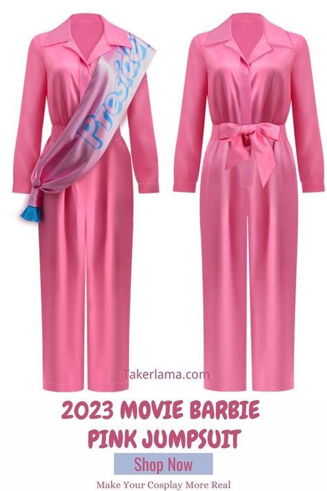 2023 Movie Barbie Margot Robbie Pink Jumpsuit Halloween Costume Margot Robbie Pink, Margot Robbie Dress, Barbie Cheerleader, Barbie Pajamas, Barbie Bodysuit, Bodysuit Cosplay, Barbie Cosplay, 2023 Barbie, Jumpsuit Costume