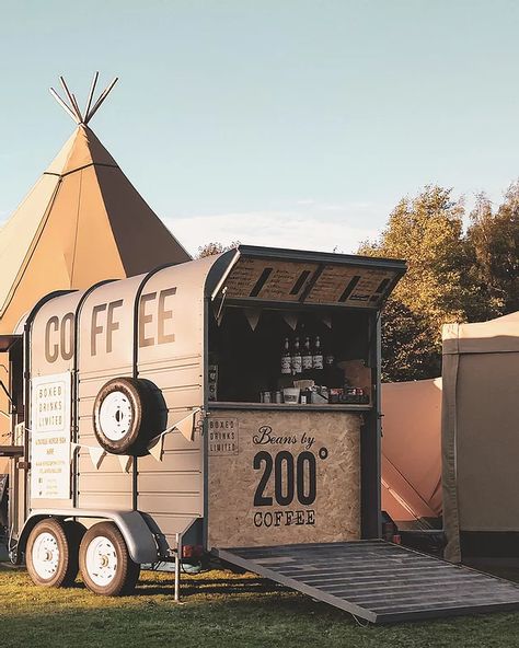 HORSE BOX | Boxed Drinks LTD Horse Box Coffee Shop, Coffee Trucks, Converted Horse Trailer, Horse Box Conversion, Horsebox Bar, Camper Bar, Container Coffee Shop, Coffee Food Truck, Bar On Wheels