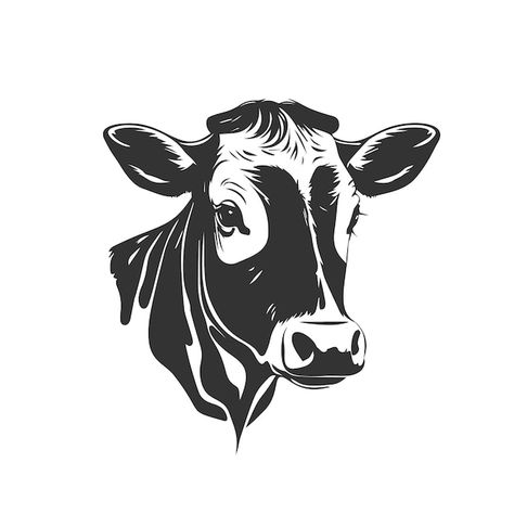 Cow Illustration Design, Cow Logo Design Ideas, Dairy Shop, Cow Silhouette, Cow Products, Cow Graphic, Sheep Vector, Cow Logo, Cow Vector